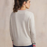 Pull col V et manches brodées Xellaver - Ecru - TBS Femme