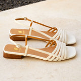 Slingback plates en cuir Diana - Milk - BOBBIES FEMME