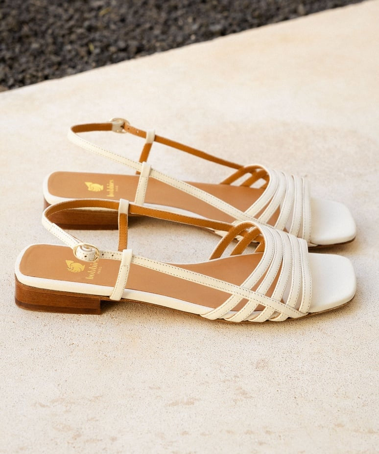 Slingback plates en cuir Diana - Milk - BOBBIES FEMME