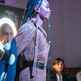 Robe courte plissée imprimé léopard Cristal - Camel - SUNCOO