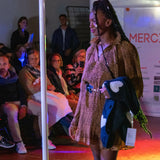 Robe courte plissée imprimé léopard Cristal - Camel - SUNCOO