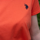Tee-shirt col rond - Corail - US POLO FEMME