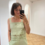 Top court à bretelle au crochet Dua - Vert amande - LA PETITE ETOILE