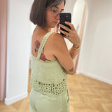 Top court à bretelle au crochet Dua - Vert amande - LA PETITE ETOILE