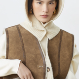 Echarpe cagoule en maille Alpina - Crème - SUNCOO