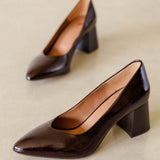 Escarpins à talons en cuir verni froissé Iris - Cheverny - BOBBIES FEMME