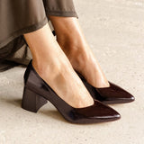 Escarpins à talons en cuir verni froissé Iris - Cheverny - BOBBIES FEMME