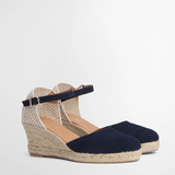 Espadrilles compensées Elder - Cuir marine - BARBOUR FEMME