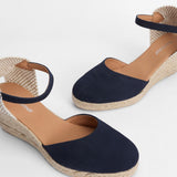 Espadrilles compensées Elder - Cuir marine - BARBOUR FEMME