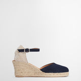 Espadrilles compensées Elder - Cuir marine - BARBOUR FEMME