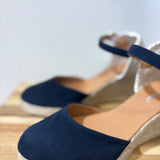 Espadrilles compensées Elder - Cuir marine - BARBOUR FEMME