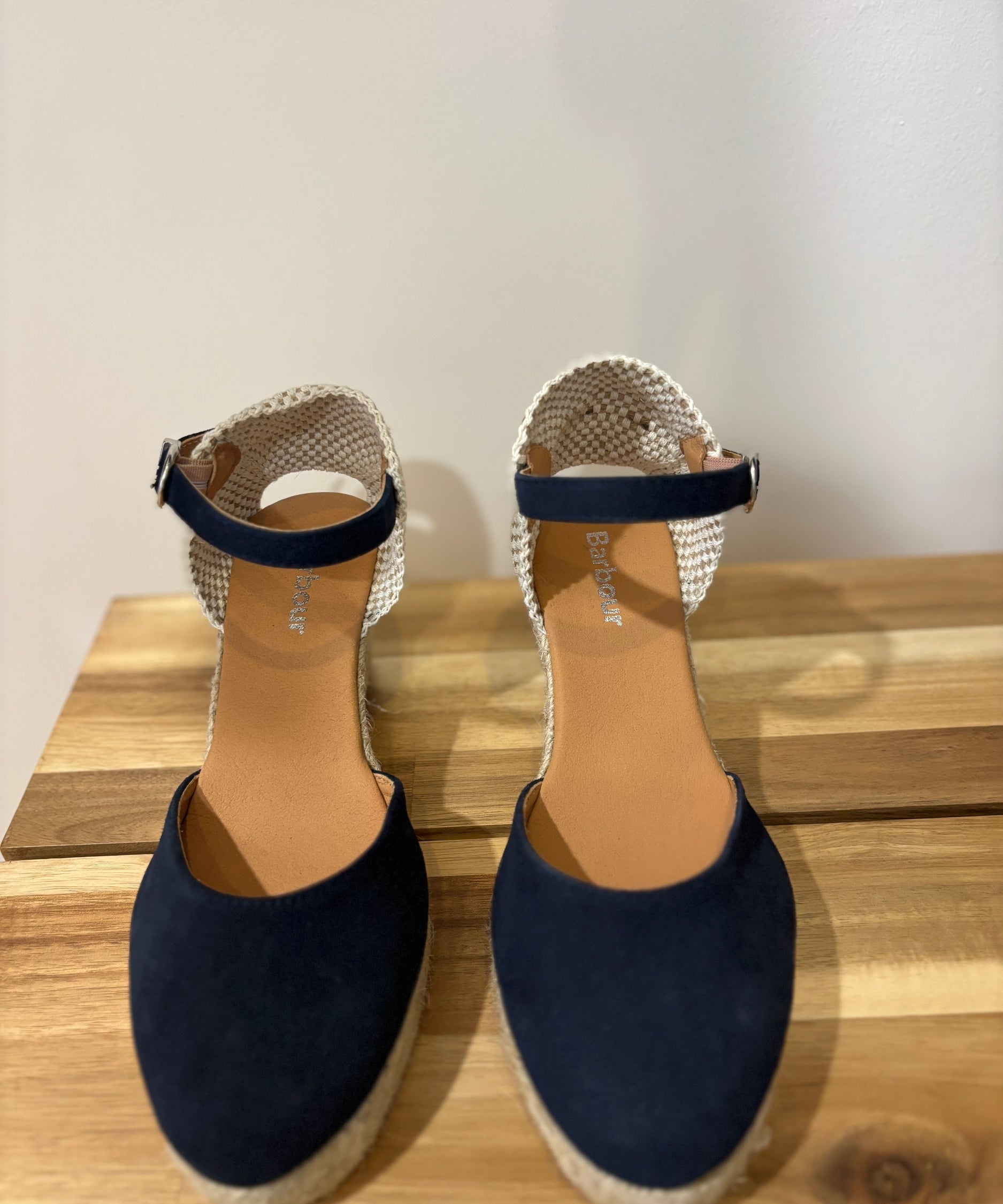 Espadrilles compensées Elder - Cuir marine - BARBOUR FEMME