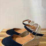 Espadrilles compensées Elder - Cuir marine - BARBOUR FEMME