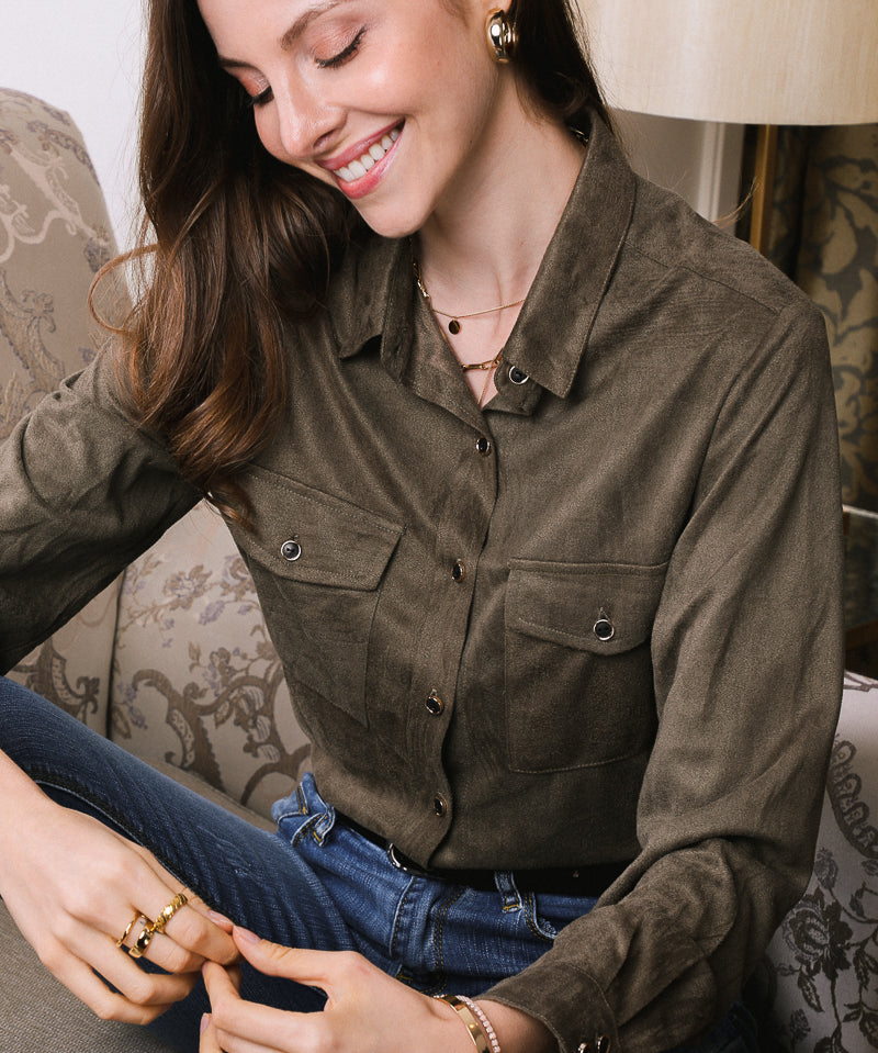 Chemise en daim - kaki - SARAH JOHN