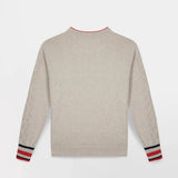 Pull col V et manches brodées Xellaver - Ecru - TBS Femme