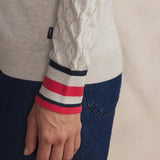 Pull col V et manches brodées Xellaver - Ecru - TBS Femme