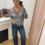 Cardigan col V femme Viril - Medium gris - VILA