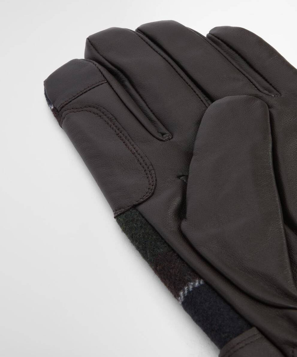 Gants imperméables en cuir et tartan Newbrough - Classic marron - BARBOUR HOMME