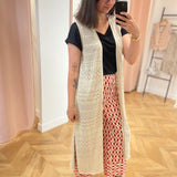 Gilet long ouvert crochet - Ficelle - LOLA ESPELETA