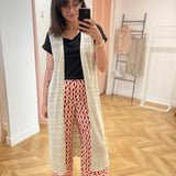 Gilet long ouvert crochet - Ficelle - LOLA ESPELETA
