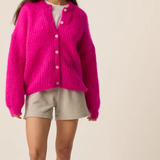Gilet Alma boutonné - Fuchsia - DES PETITS HAUTS