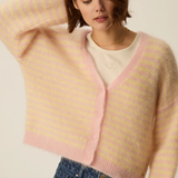 Gilet Alvaro rayé oversize - Beurre/Bulle - DES PETITS HAUTS