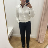 Gilet col polo en laine GI630W25 - Perle - LOLA ESPELETA