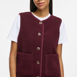 Gilet duveteux Viada VILA bordeaux – détail boutons et poches