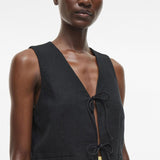 Gilet noué en lin Rousummer - Météorite - ROUGE