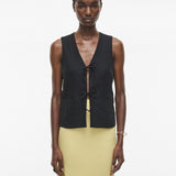 Gilet noué en lin Rousummer - Météorite - ROUGE