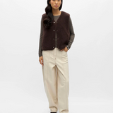 Gilet polaire sans manches OBJELLA OBJECT marron – porté de face