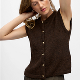 Gilet sans manches Objsaggia OBJECT marron Seal Brown porté – vue rapprochée