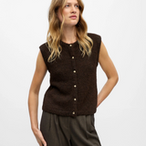 Gilet Objsaggia OBJECT en maille marron porté – vue de face