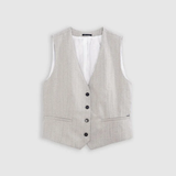 Gilet sans manches rayé - Gris clair - IKKS WOMEN