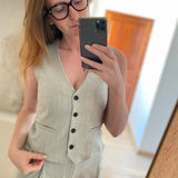 Gilet sans manches rayé - Gris clair - IKKS WOMEN