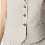 Gilet sans manches rayé - Gris clair - IKKS WOMEN