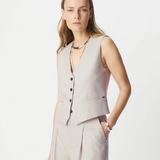 Gilet sans manches rayé - Gris clair - IKKS WOMEN