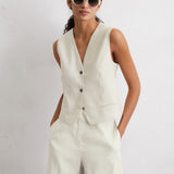 Sleeveless Stretch Gilet - Silky Stone - MARC O'POLO WOMEN