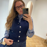 Gilet femme VILA Sibella Navy Blazer col chemise et poches devant
