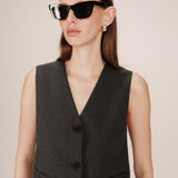 Sister Striped Tailored Jacket - Anthracite - GRACE & MILA
