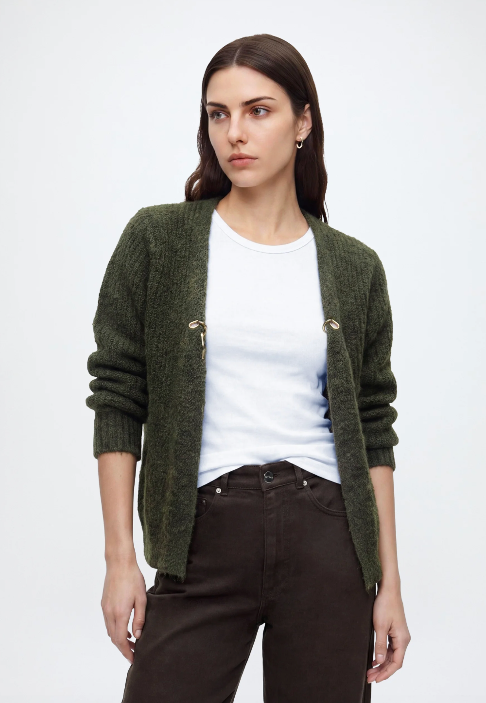 Gilet VINORGA VILA Forest Night – porté ouvert de face