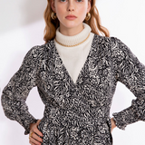 Robe portefeuille imprimé zèbre Chelsea - Noir - Suncoo