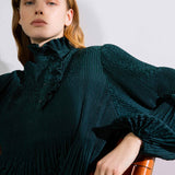 Robe courte fluide plissée Carolyn - verte - SUNCOO