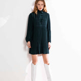 Robe courte fluide plissée Carolyn - verte - SUNCOO