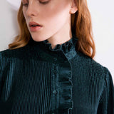Robe courte fluide plissée Carolyn - verte - SUNCOO
