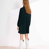 Robe courte fluide plissée Carolyn - verte - SUNCOO