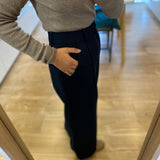 Pantalon large tailleur chic Japon - Bleu nuit - SUNCOO
