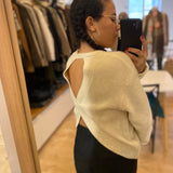 Pull court uni croisé au dos Plamedi - Crème - SUNCOO