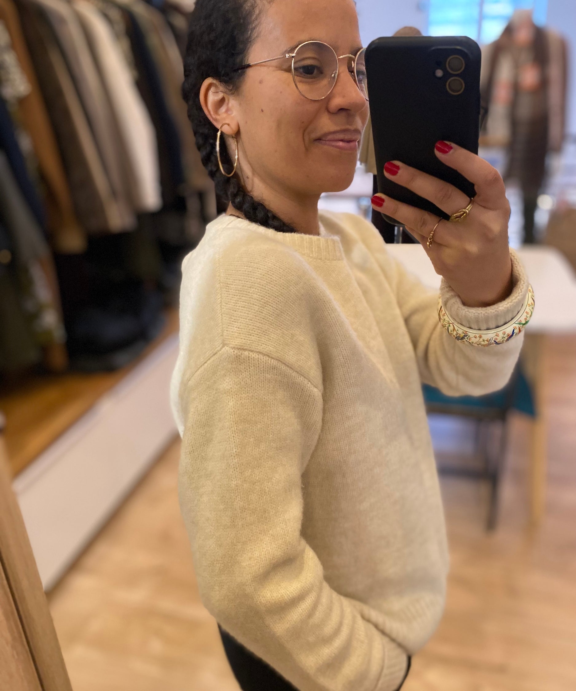 Pull court uni croisé au dos Plamedi - Crème - SUNCOO