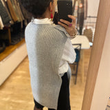 Pull sans manches oversize en maille Pacome - Gris chiné - SUNCOO
